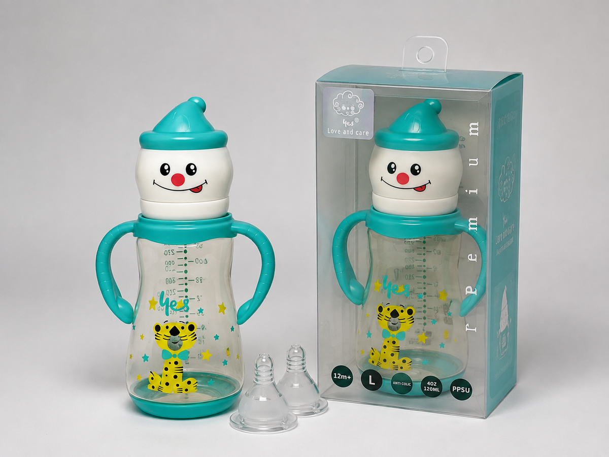 Pure Love Premium Baby Feeding Bottle with Handles 120ml / 4oz (Teal)