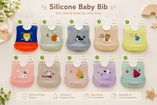 Soft Waterproof Silicone Baby Bib with Food Catcher