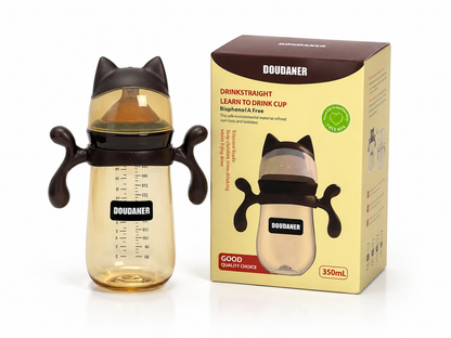Doudaner Wide-Neck Baby Feeding Bottle 350ml (Plastic - Dark Brown)