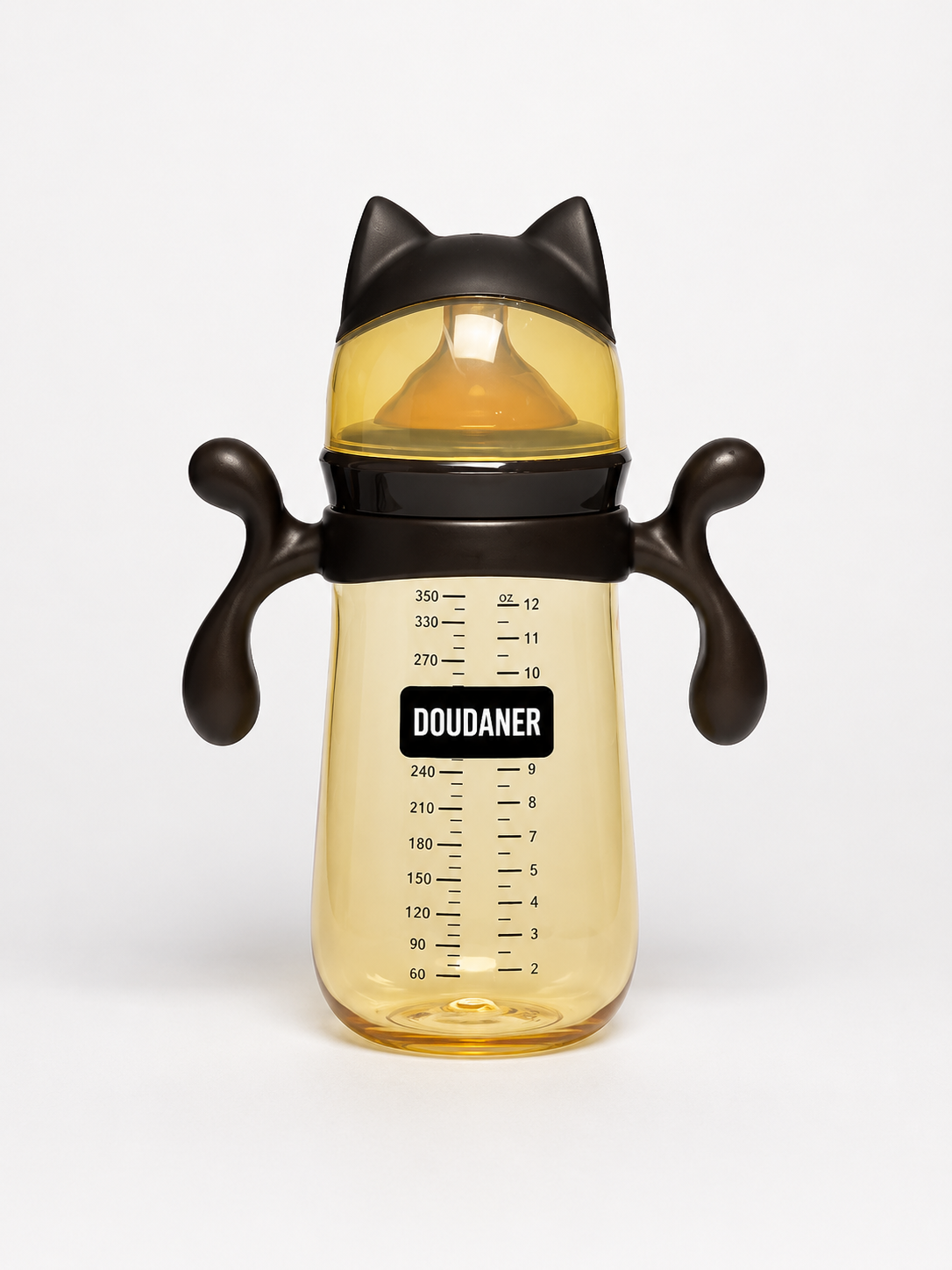 Doudaner Wide-Neck Baby Feeding Bottle 350ml (Plastic - Dark Brown)
