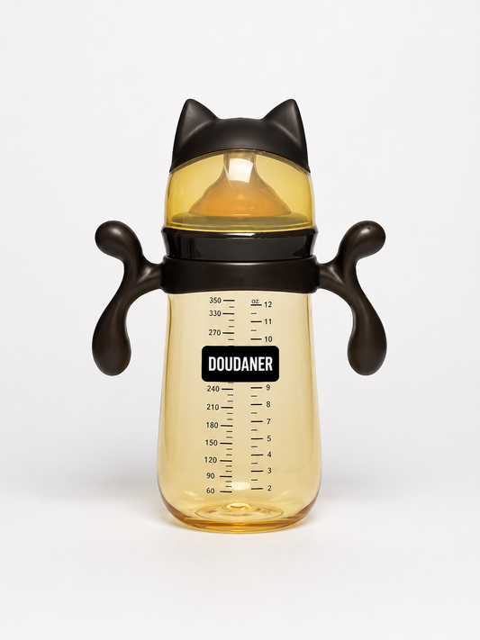 Doudaner Wide-Neck Baby Feeding Bottle 350ml (Plastic - Dark Brown)