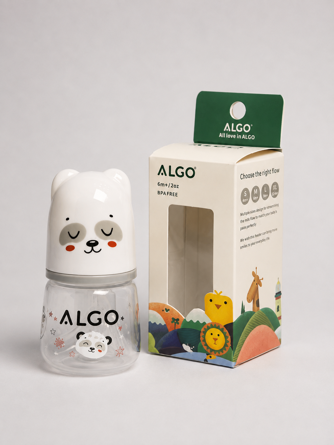 Algo Baby Feeder Bottle 60ml / 2oz (Panda Design - Plastic)