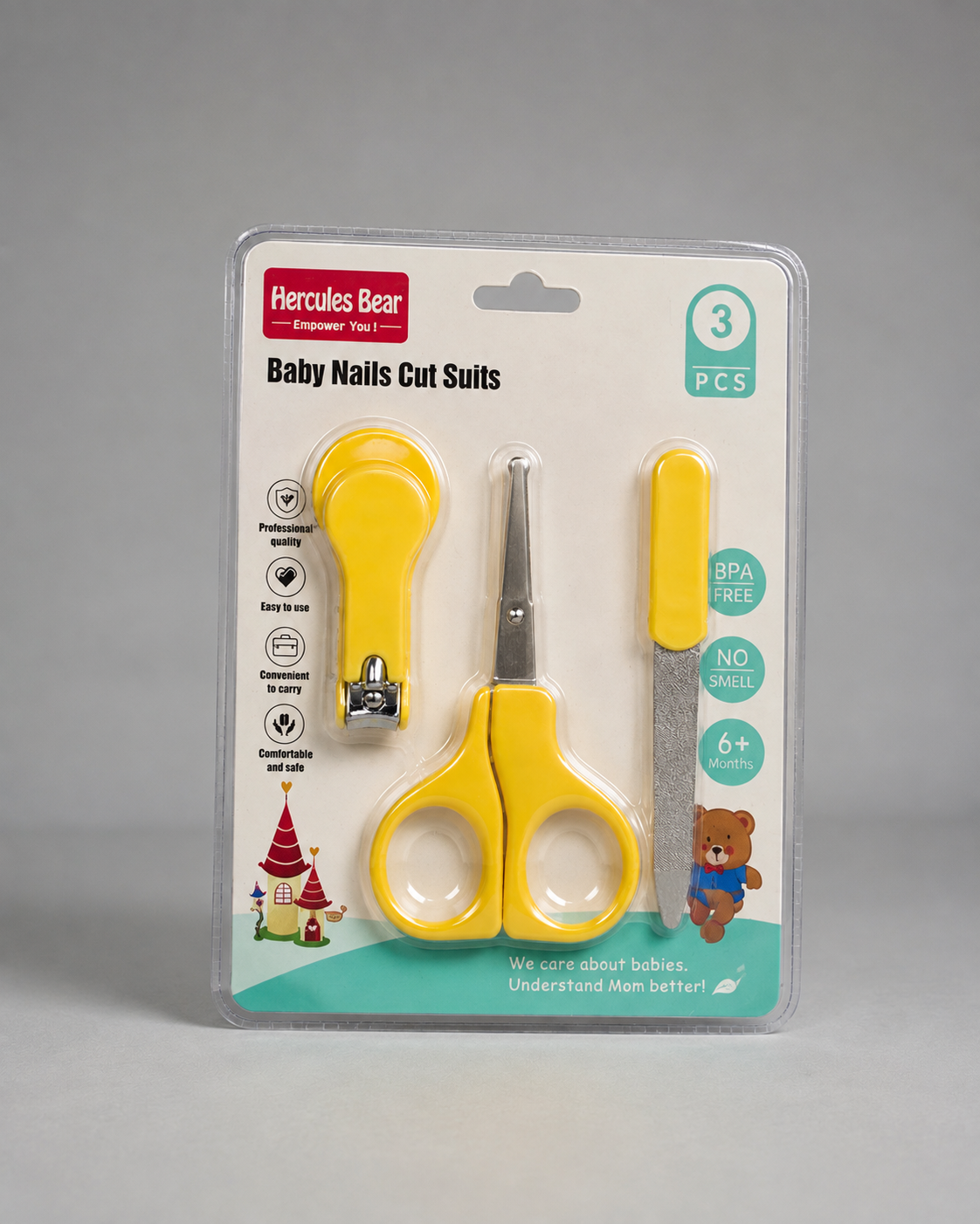 Hercules Bear Baby Nails Cut Suit (3 Pcs – Yellow)