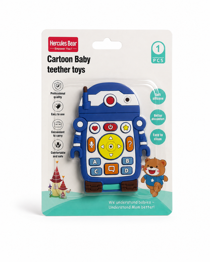 Hercules Bear Robot Remote Silicone Teether Toy (Blue)