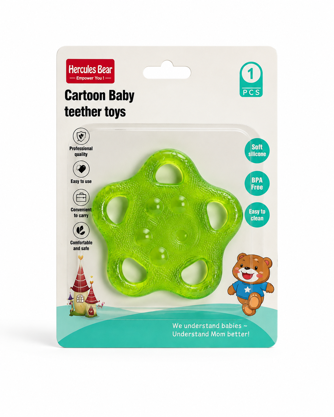 Hercules Bear Water-Filled Baby Teether Toy (Green)