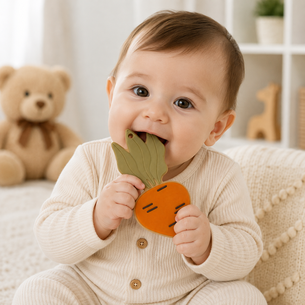 Hercules Bear Carrot Silicone Teether Toy