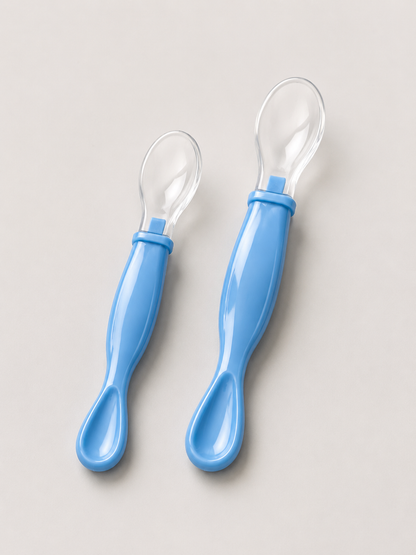 Dr Gym Soft Silicone Infant Feeding Spoons Set (2 Pcs – Blue)