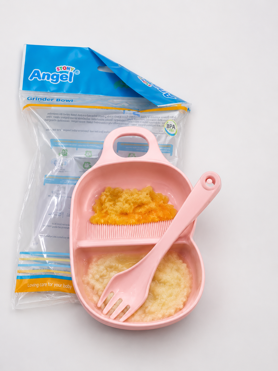 Baby Feeding Bowl Set with Spoon &amp; Fork (Pink)