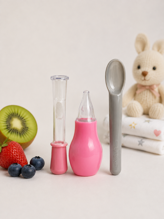 Baby Care Set with Nasal Aspirator & Medicine Dropper (Pink)