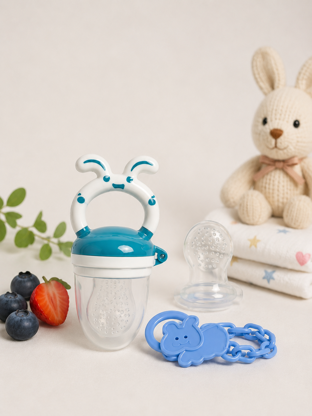 Dr Gym Fresh Fruit Food Feeder & Silicone Teether (Blue)