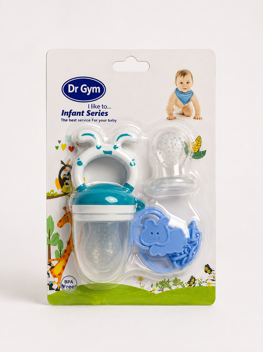 Dr Gym Fresh Fruit Food Feeder & Silicone Teether (Blue)