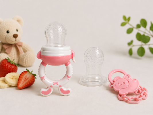 Dr Gym Fresh Fruit Food Feeder & Silicone Teether (Pink)