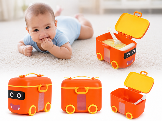 Car-Shaped Baby Milk Powder & Formula Dispenser (Orange)